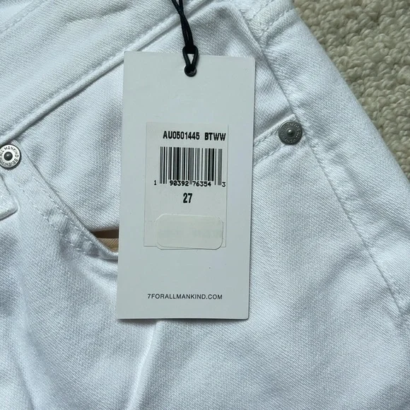 SOLD7 For All Mankind NWT Josefina Feminine Boyfriend Jeans in White Size 27 NEW - Picture 8 of 16